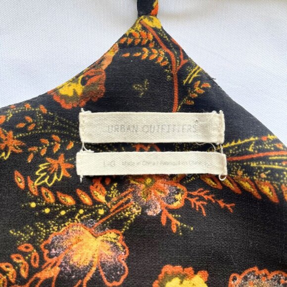 URBAN OUTFITTERS DAKOTA BLACK ORANGE FLORAL RACERBACK WRAP PEPLUM TOP - L - Picture 8 of 10